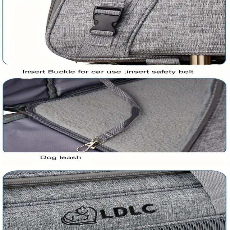 2-in-1 Cat Carrier with Wheels and Handle